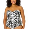 Women Anne Cole | Women'S Plus Size Wild Cat Twist Front Shirred One Piece Swimsuit