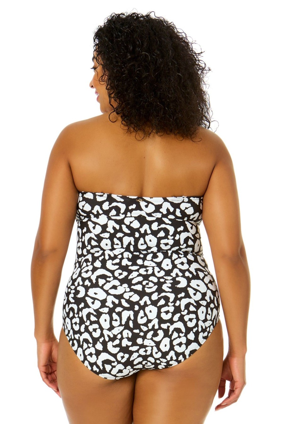 Women Anne Cole | Women'S Plus Size Wild Cat Twist Front Shirred One Piece Swimsuit