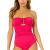 Women Anne Cole | Women'S Live In Color Strapless Bandeau Keyhole Shirred One Piece Swimsuit