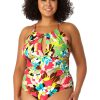 Women Anne Cole | Women'S High Neck With Ruffled Straps One Piece Swimsuit