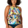 Women Anne Cole | Women'S Front Wrap High Neck Keyhole Tankini Swim Top