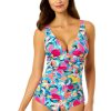 Women Anne Cole | Women'S Amalfi Floral Soft Band Shirred One Piece Swimsuit