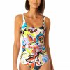 Women Anne Cole | Women'S Belted Square Neck One Piece Swimsuit