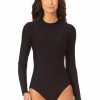 Women Anne Cole | Women'S Long Sleeve Open Back One Piece Rash Guard Swimsuit