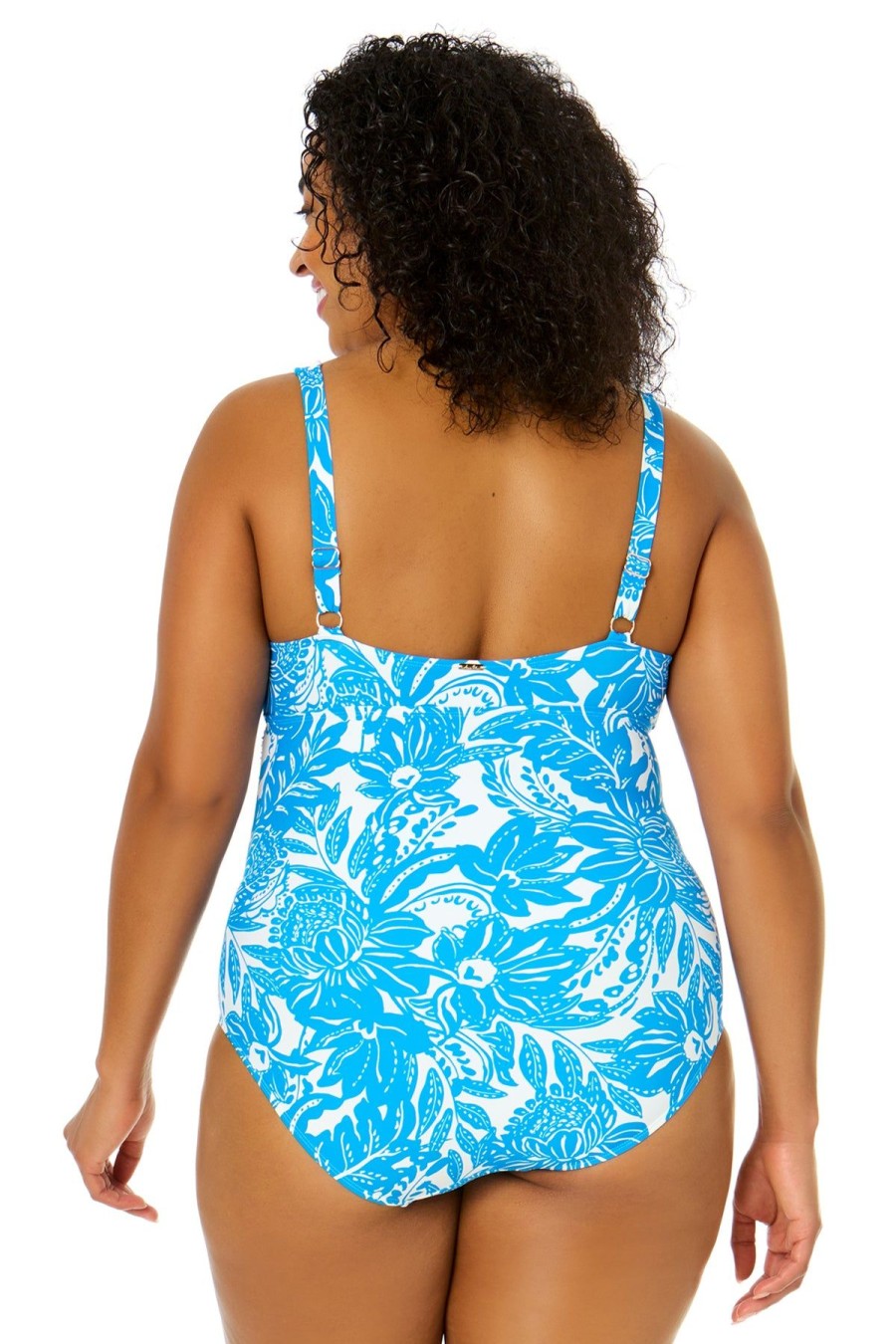 Women Anne Cole | Women'S Plus Size Midnight Floral V-Wire One Piece Swimsuit