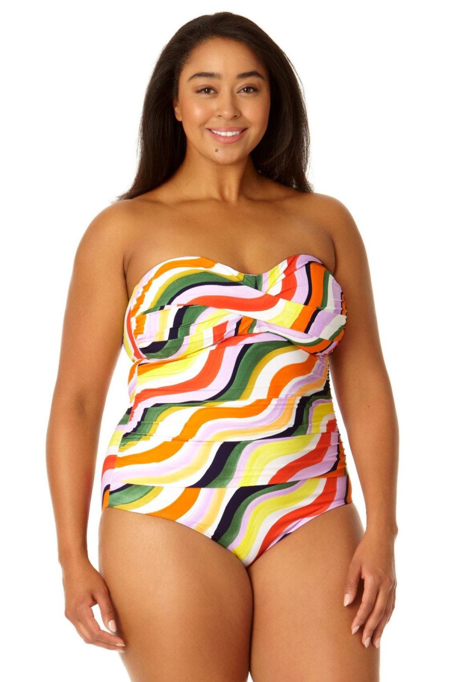 Women Anne Cole | Women'S Twist Front Shirred One Piece Swimsuit