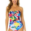 Women Anne Cole | Women'S Tropic Stamp Twist Front Shirred One Piece Swimsuit