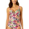 Women Anne Cole | Women'S Sun Blossom Retro Twist Front Shirred One Piece Swimsuit