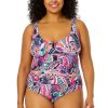 Women Anne Cole | Women'S Plus Size Paisley Parade V-Wire One Piece Swimsuit