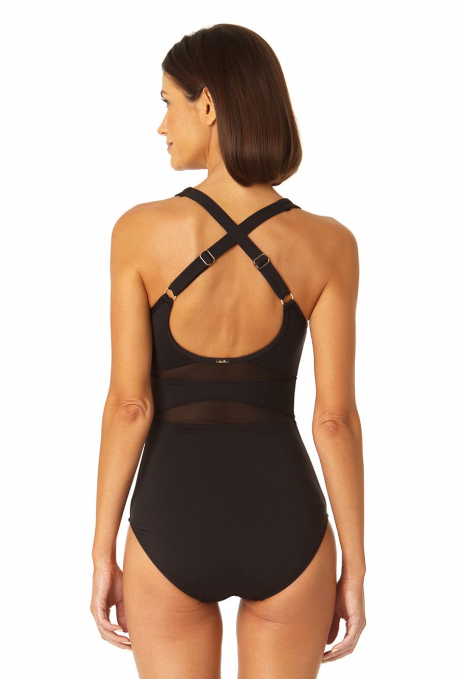 Women Anne Cole | Women'S Mesh High Neck One Piece Swimsuit