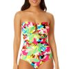 Women Anne Cole | Women'S Strapless Bandeau Keyhole Shirred One Piece Swimsuit