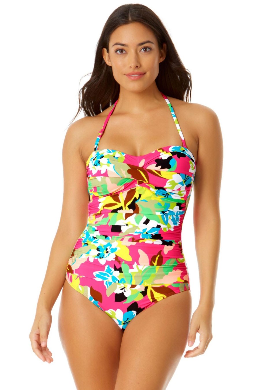 Women Anne Cole | Women'S Twist Front Shirred One Piece Swimsuit