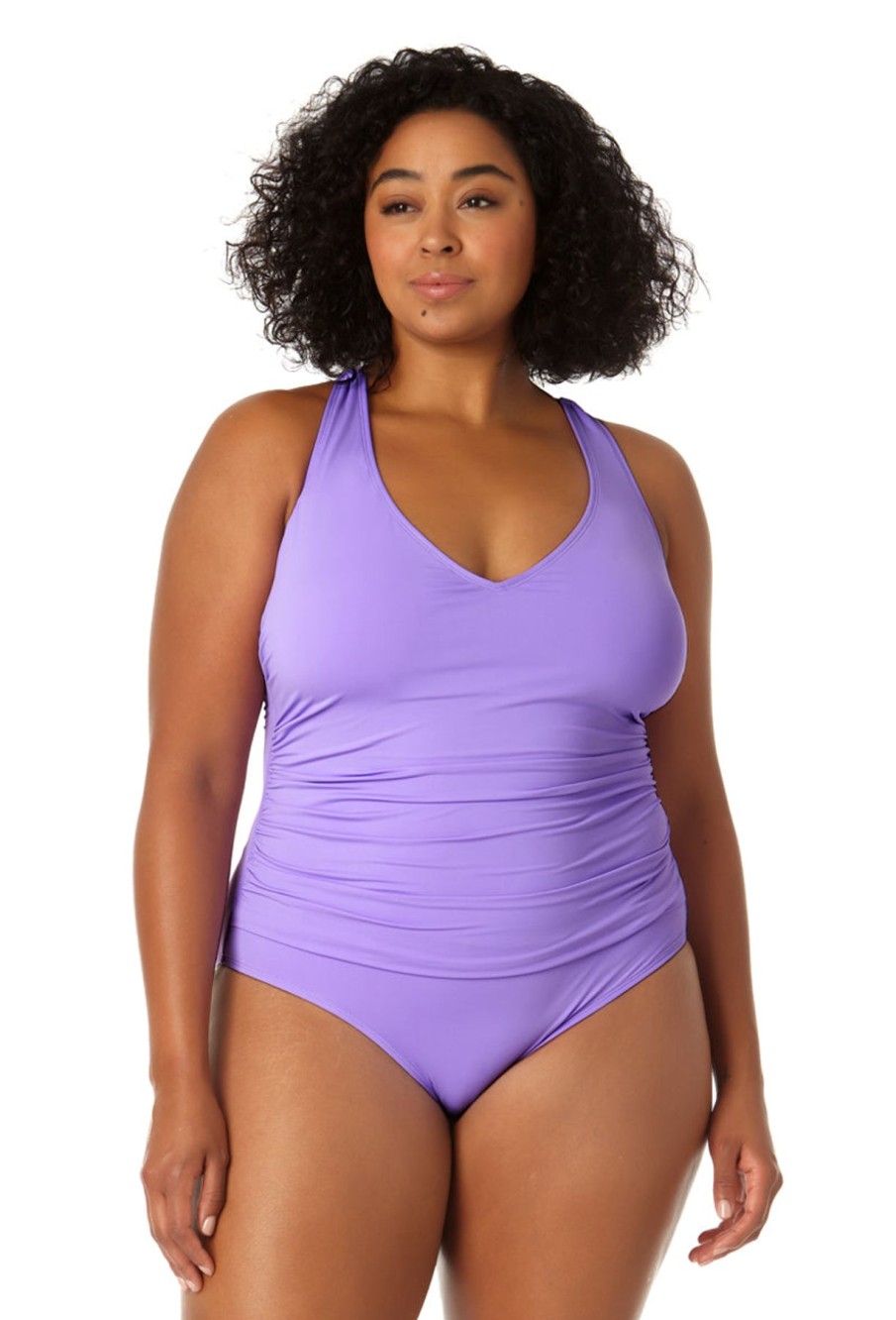 Women Anne Cole | Women'S V Neck Cross Back One Piece Swimsuit