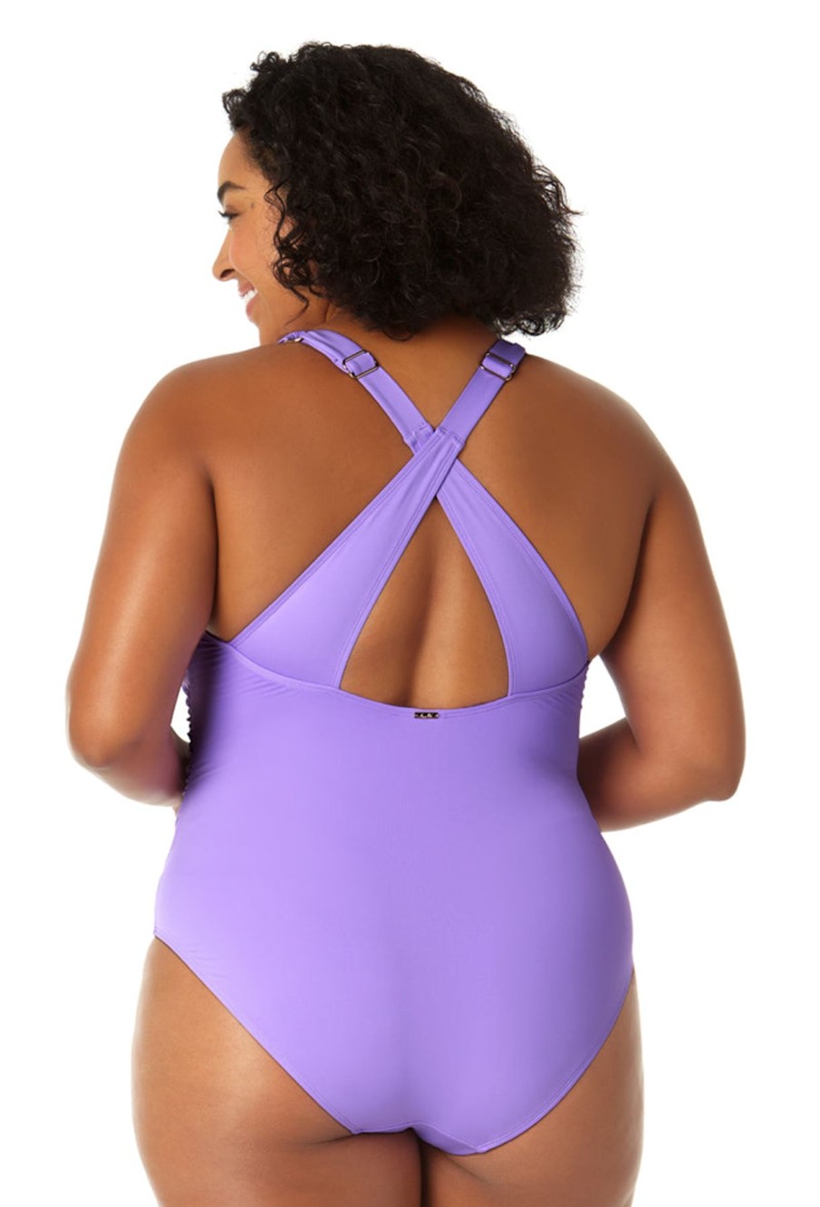 Women Anne Cole | Women'S V Neck Cross Back One Piece Swimsuit