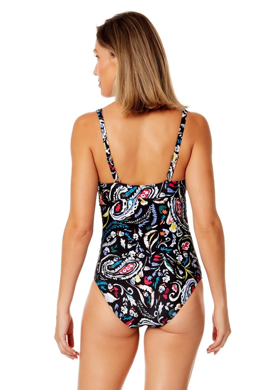 Women Anne Cole | Women'S Dance Floor Paisley V-Wire One Piece Swimsuit