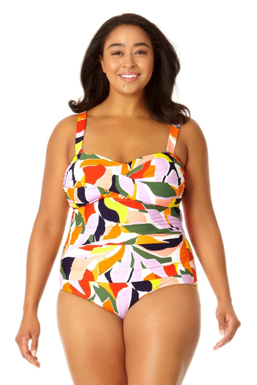 Women Anne Cole | Women'S Twist Front Shirred One Piece Swimsuit