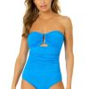 Women Anne Cole | Women'S Live In Color Strapless Bandeau Keyhole Shirred One Piece Swimsuit