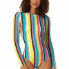 Women Anne Cole | Women'S Long Sleeve Open Back One Piece Rash Guard Swimsuit