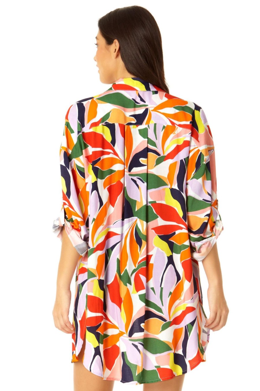 Women Anne Cole | Women'S Button Down Shirt Swimsuit Cover Up