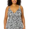 Women Anne Cole | Women'S Plus Size Wild Cat Swim Dress With Skirted Bottom