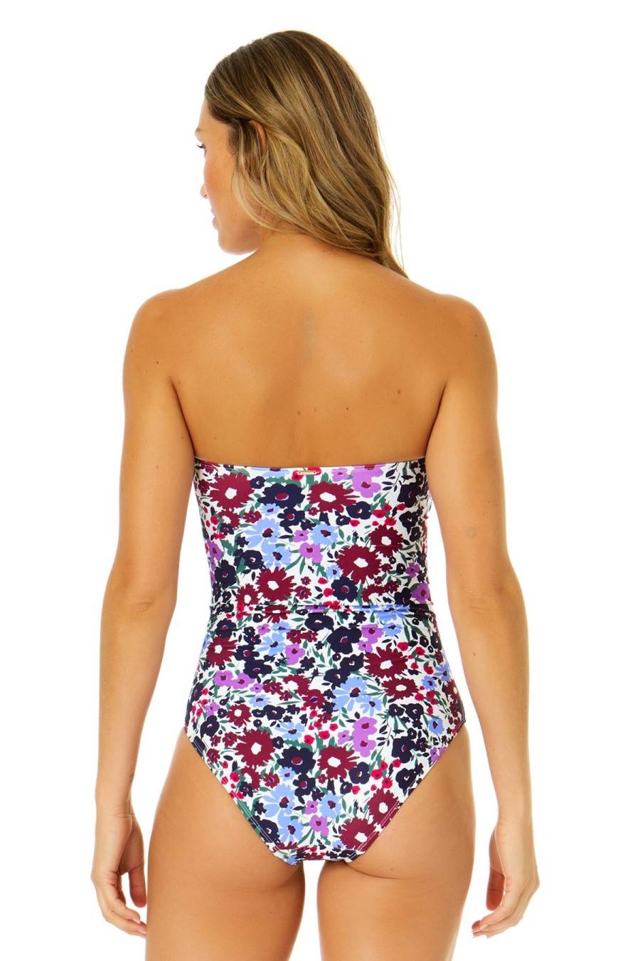 Women Anne Cole | Women'S Meadow Bouquet Twist Front Shirred One Piece Swimsuit