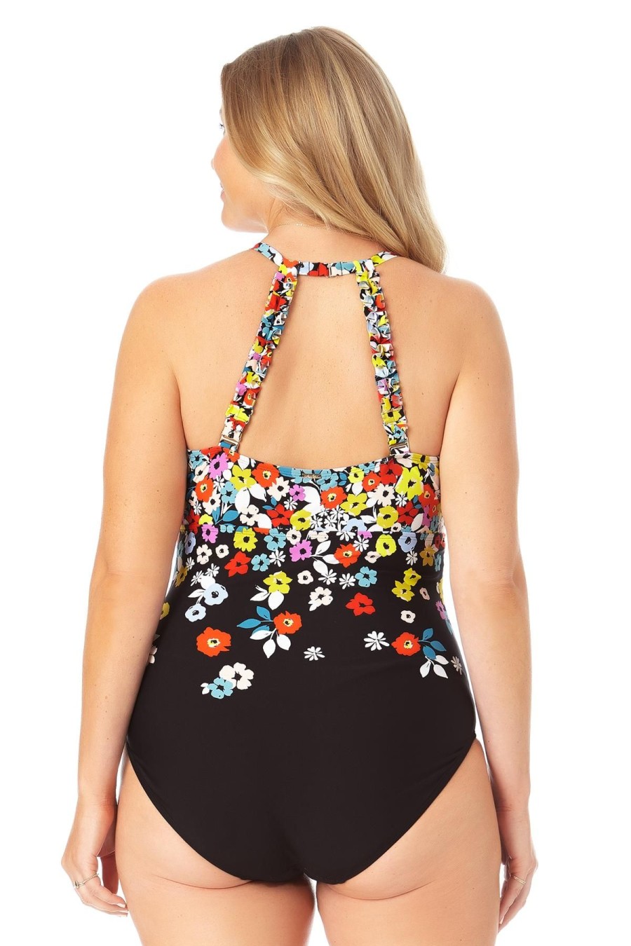 Women Anne Cole | High Neck With Ruffle Straps One Piece Swimsuit