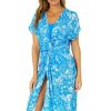 Women Anne Cole | Women'S Midnight Floral V Neck Twist Front Midi Dress Cover Up