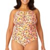 Women Anne Cole | Women'S High Neck With Ruffled Straps One Piece Swimsuit