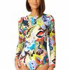 Women Anne Cole | Women'S Long Sleeve Open Back One Piece Rash Guard Swimsuit