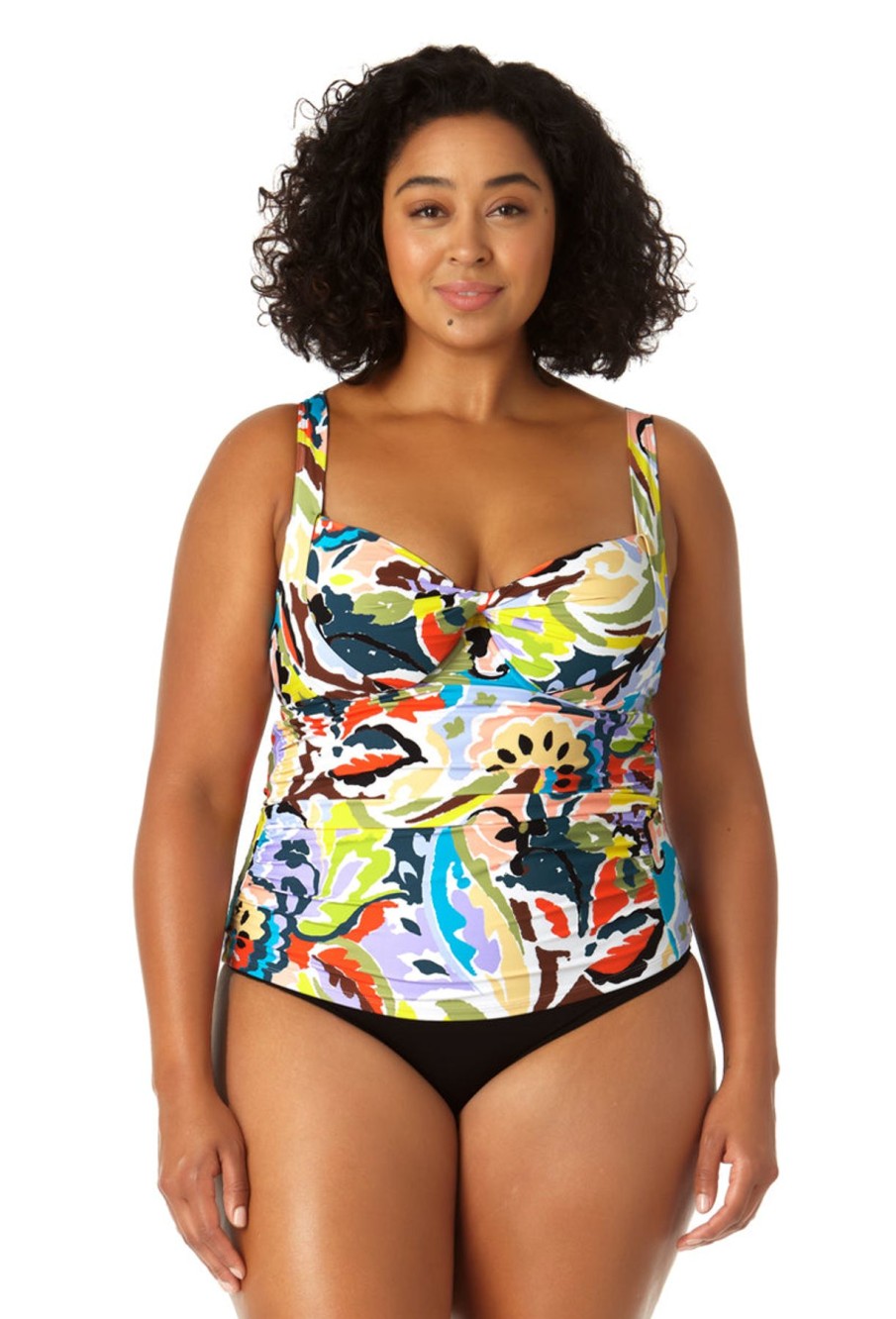 Women Anne Cole | Women'S Retro Twist Front Underwire Tankini Swim Top