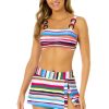 Women Anne Cole | Women'S Easy Breezy Stripe Ring Strap Bandeau Swim Top