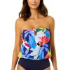 Women Anne Cole | Women'S Tropic Stamp Strapless Blouson Keyhole One Piece Swimsuit