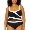 Women Anne Cole | Women'S Plus Size Mesh Around Mesh Insert One Piece Swimsuit