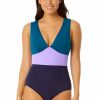 Women Anne Cole | Women'S Plunge Zip Back One Piece Swimsuit