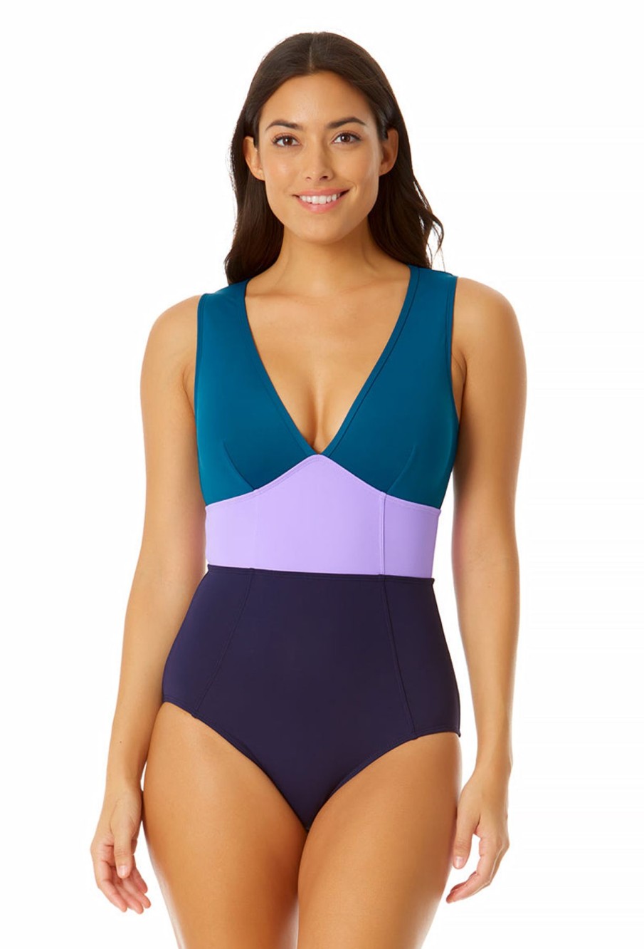 Women Anne Cole | Women'S Plunge Zip Back One Piece Swimsuit