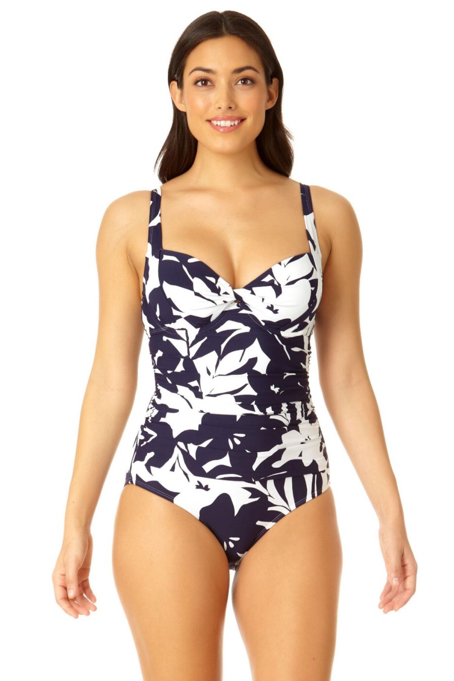 Women Anne Cole | Women'S Retro Twist Front Shirred One Piece Swimsuit