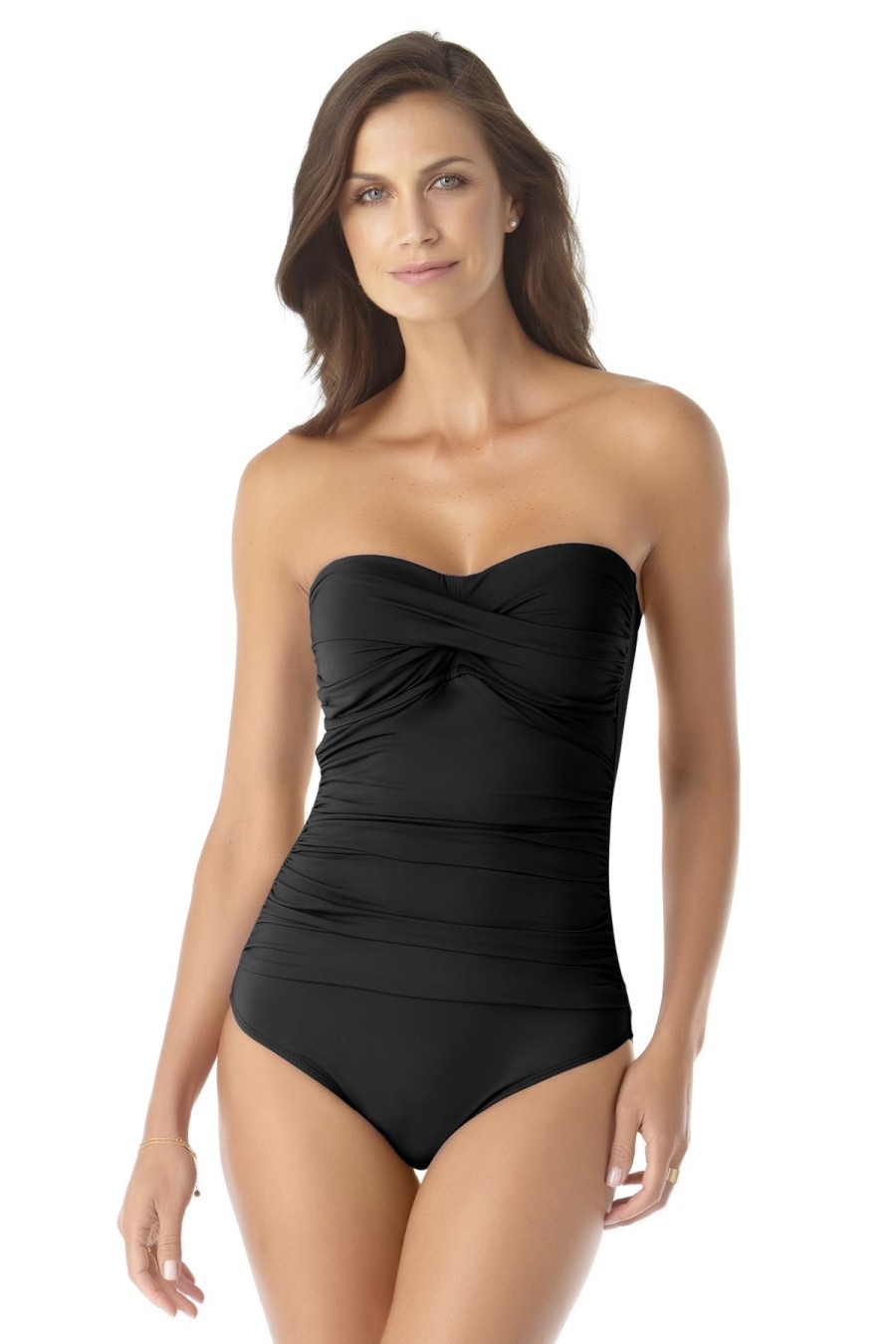 Women Anne Cole | Twist Front Shirred One Piece