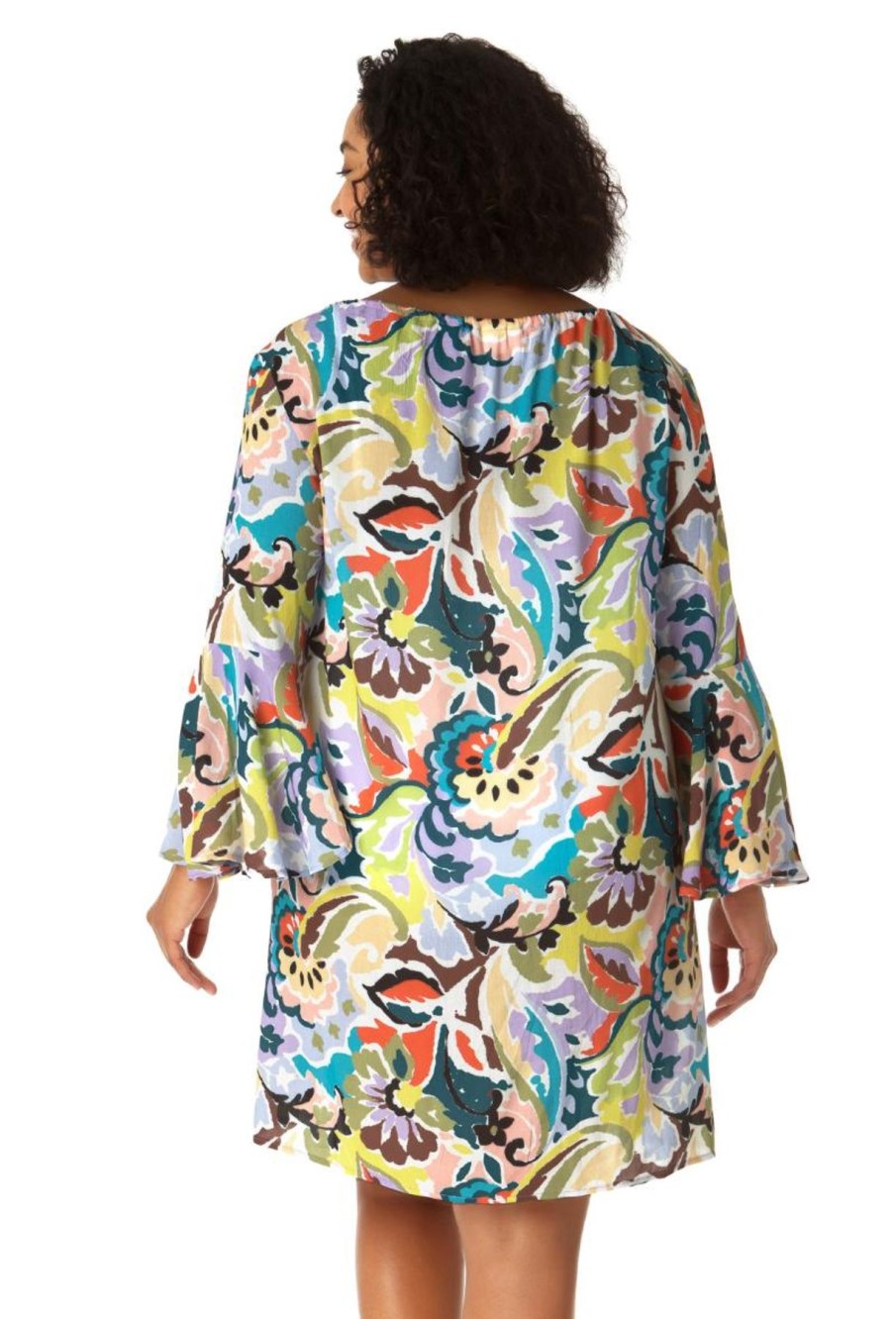 Women Anne Cole | Women'S Bell Sleeve Tunic Swimsuit Cover Up