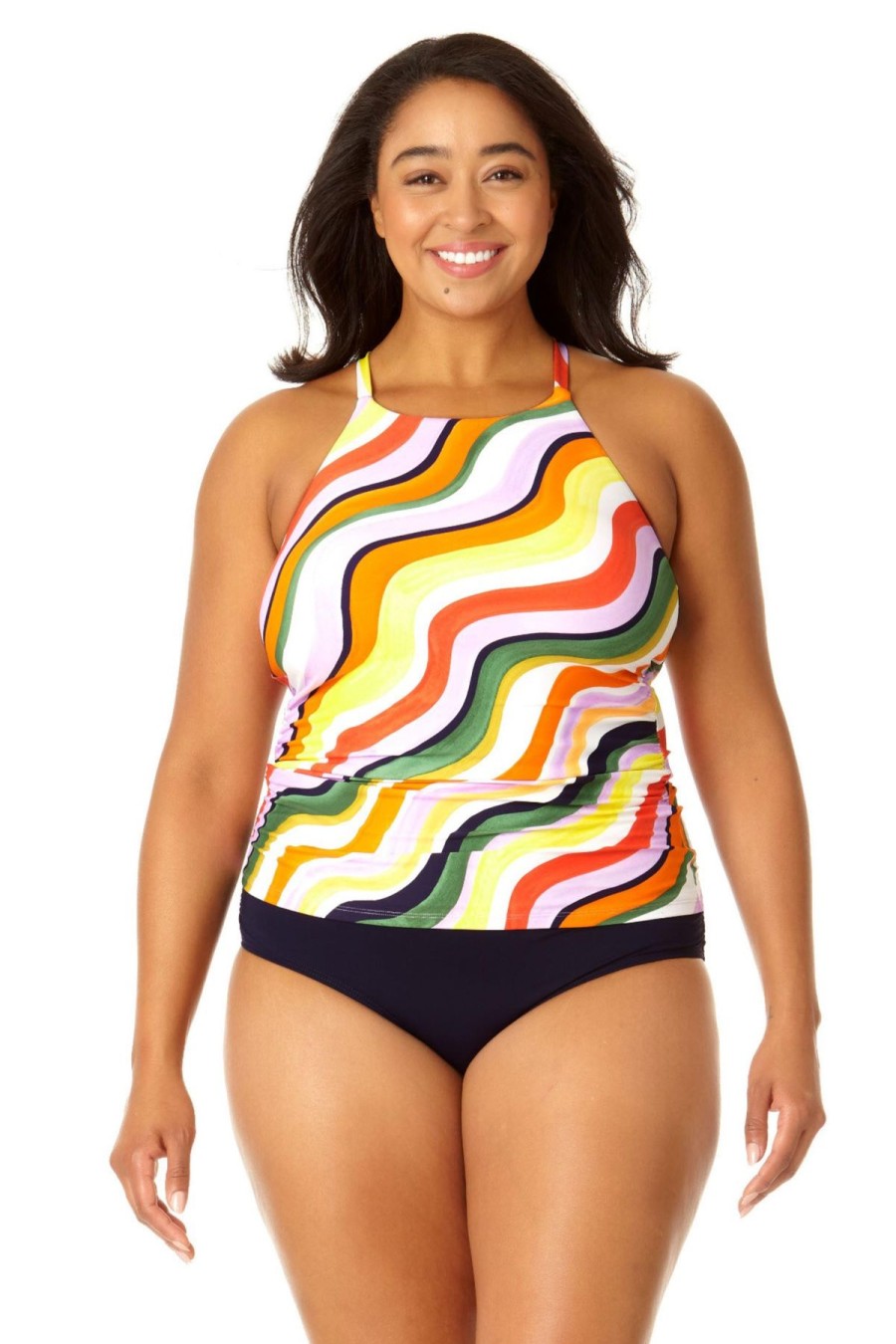 Women Anne Cole | Women'S High Neck Tankini Top