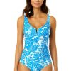 Women Anne Cole | Women'S Midnight Floral V-Wire One Piece Swimsuit