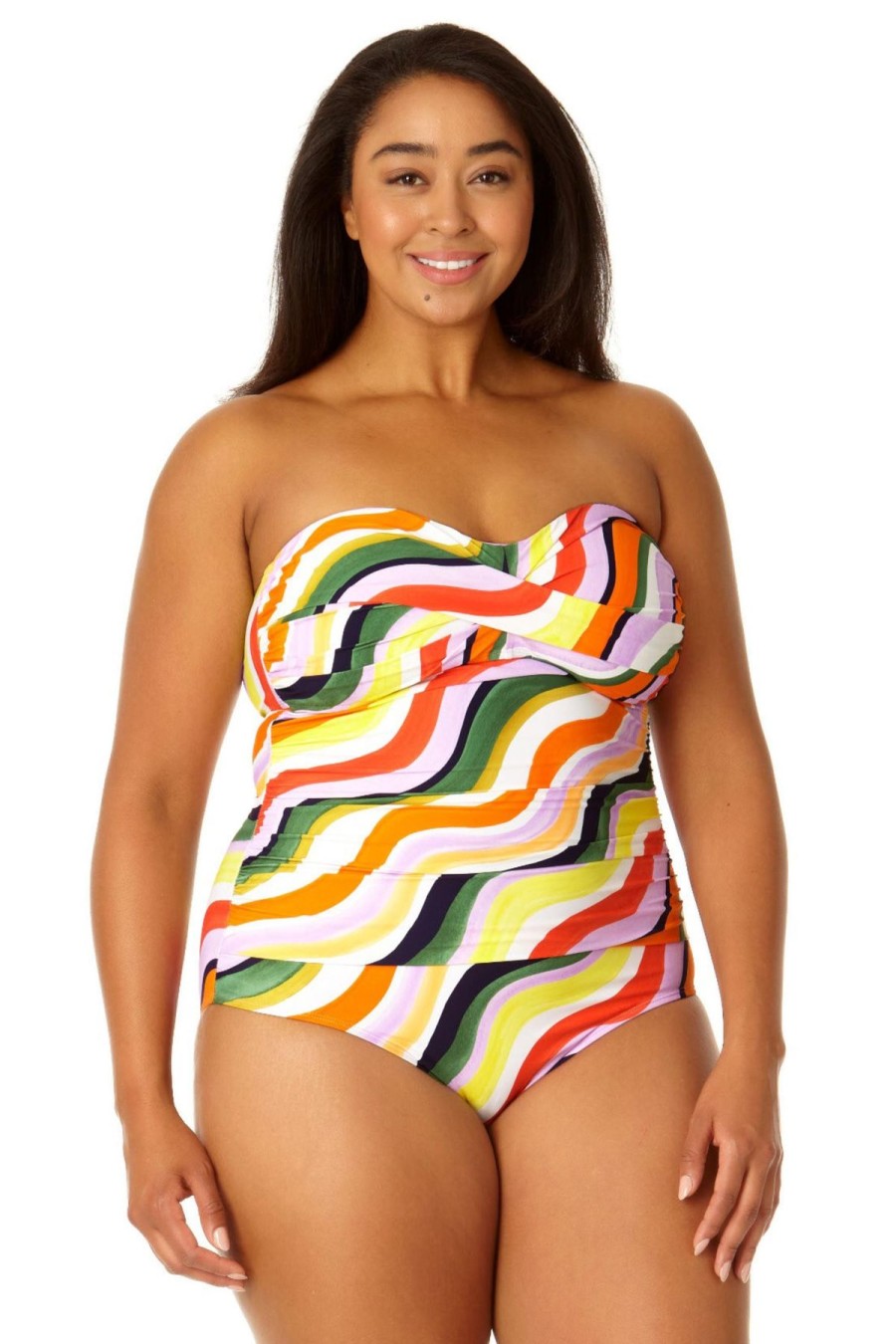 Women Anne Cole | Women'S Twist Front Shirred One Piece Swimsuit