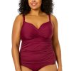 Women Anne Cole | Women'S Plus Size Live In Color Twist Front Underwire Tankini Swim Top