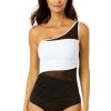 Women Anne Cole | Women'S Mesh Around Mesh Asymmetric Shirred One-Shoulder One Piece Swimsuit