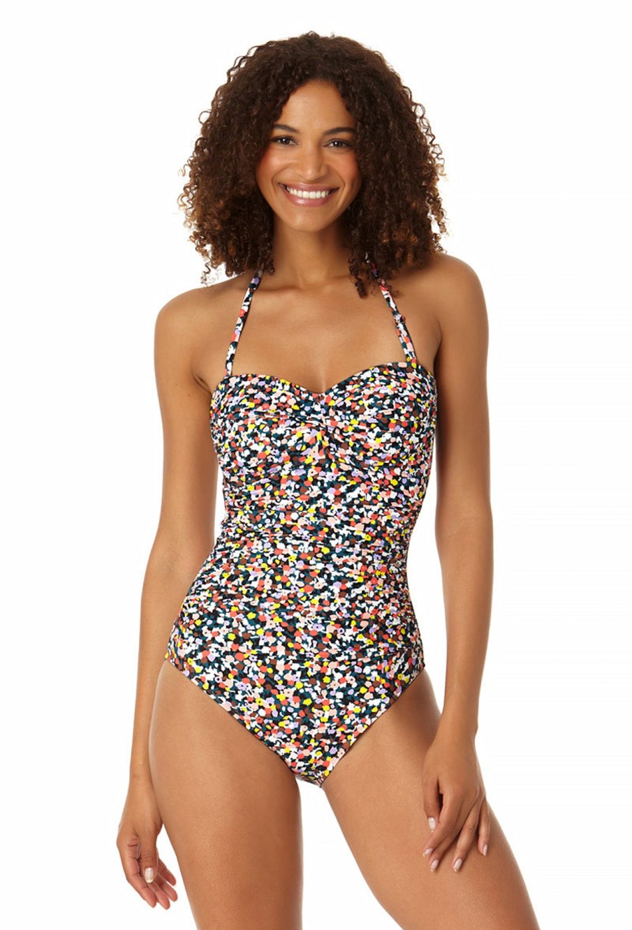 Women Anne Cole | Women'S Twist Front Shirred One Piece Swimsuit