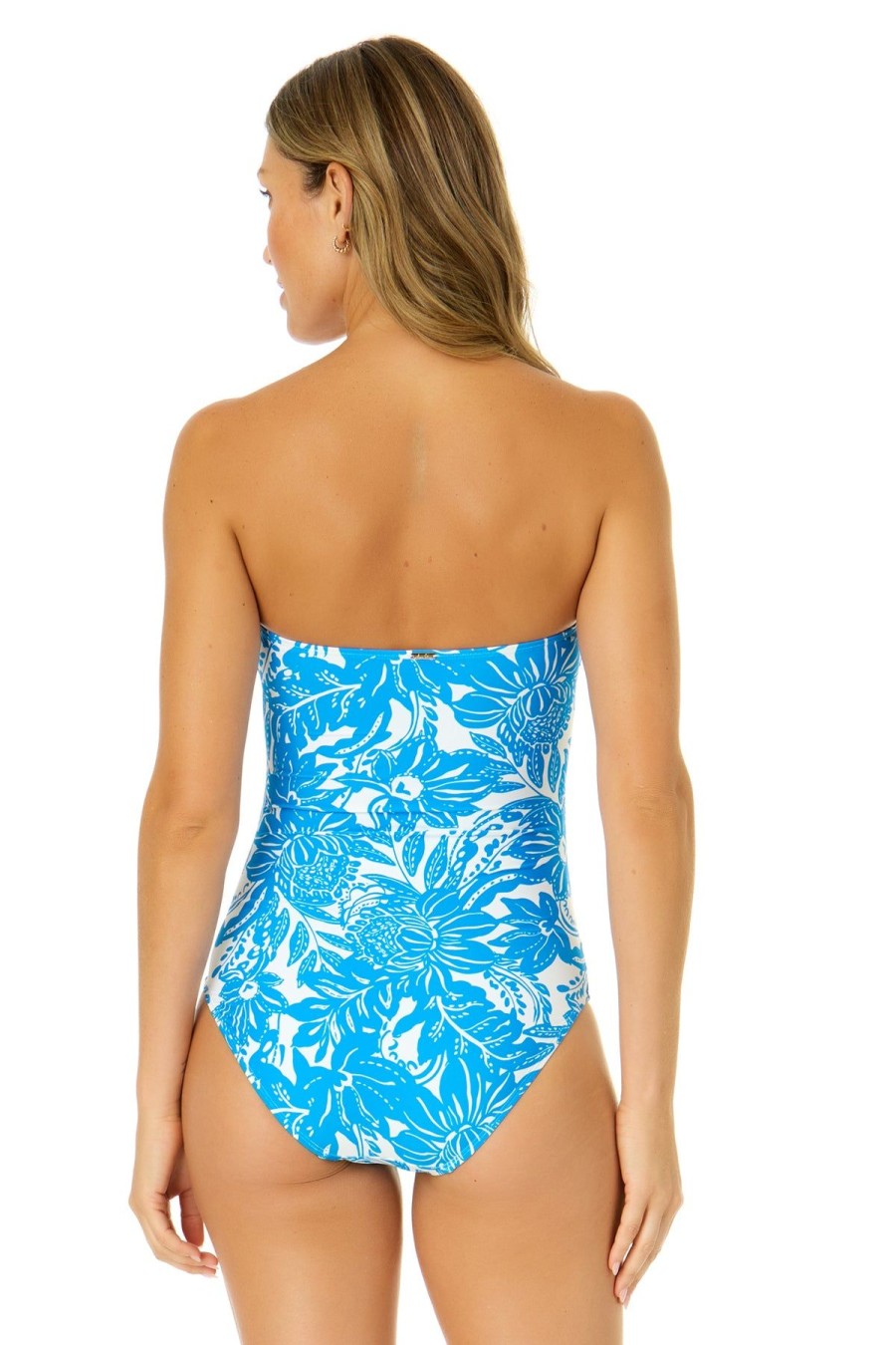 Women Anne Cole | Women'S Midnight Floral Twist Front Shirred One Piece Swimsuit