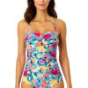 Women Anne Cole | Women'S Amalfi Floral Twist Front Shirred One Piece Swimsuit