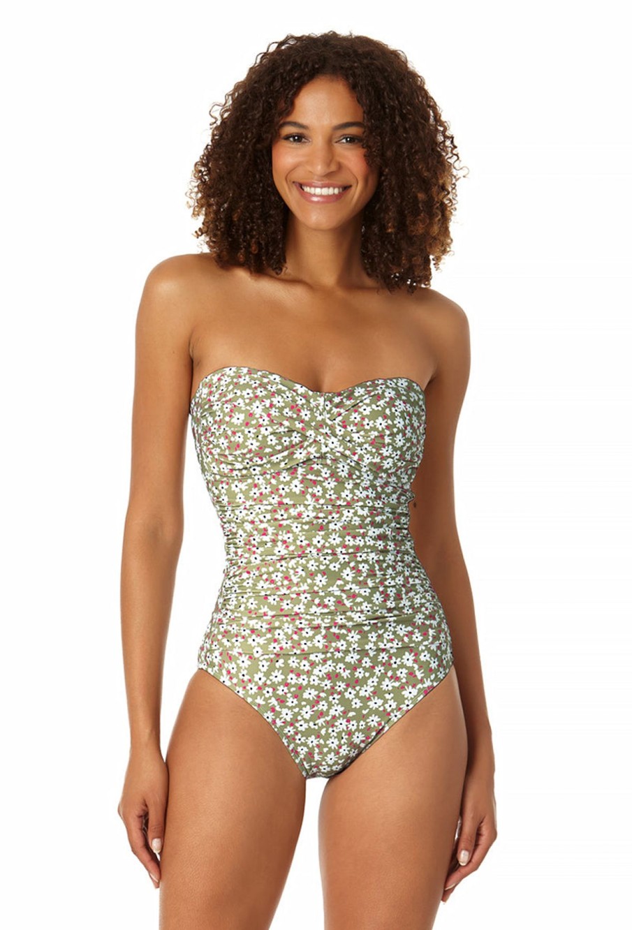 Women Anne Cole | Women'S Twist Front Shirred One Piece Swimsuit