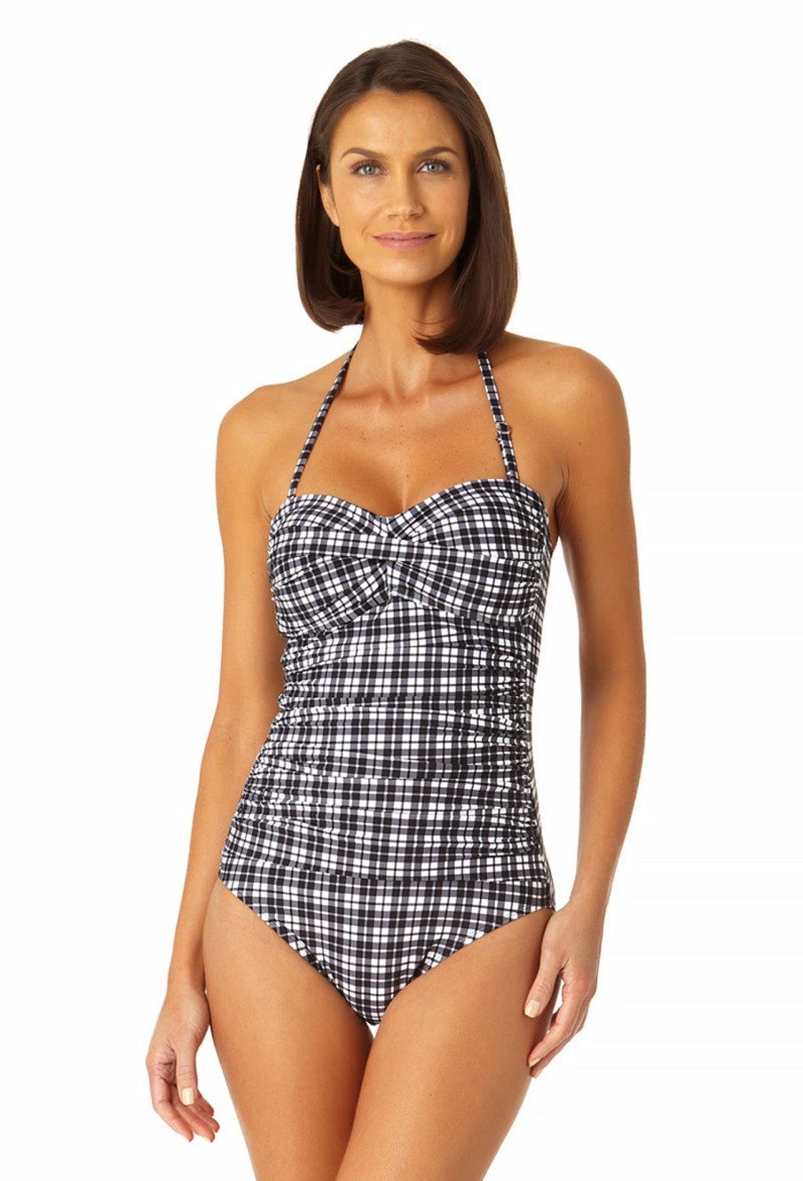 Women Anne Cole | Women'S Twist Front Shirred One Piece Swimsuit