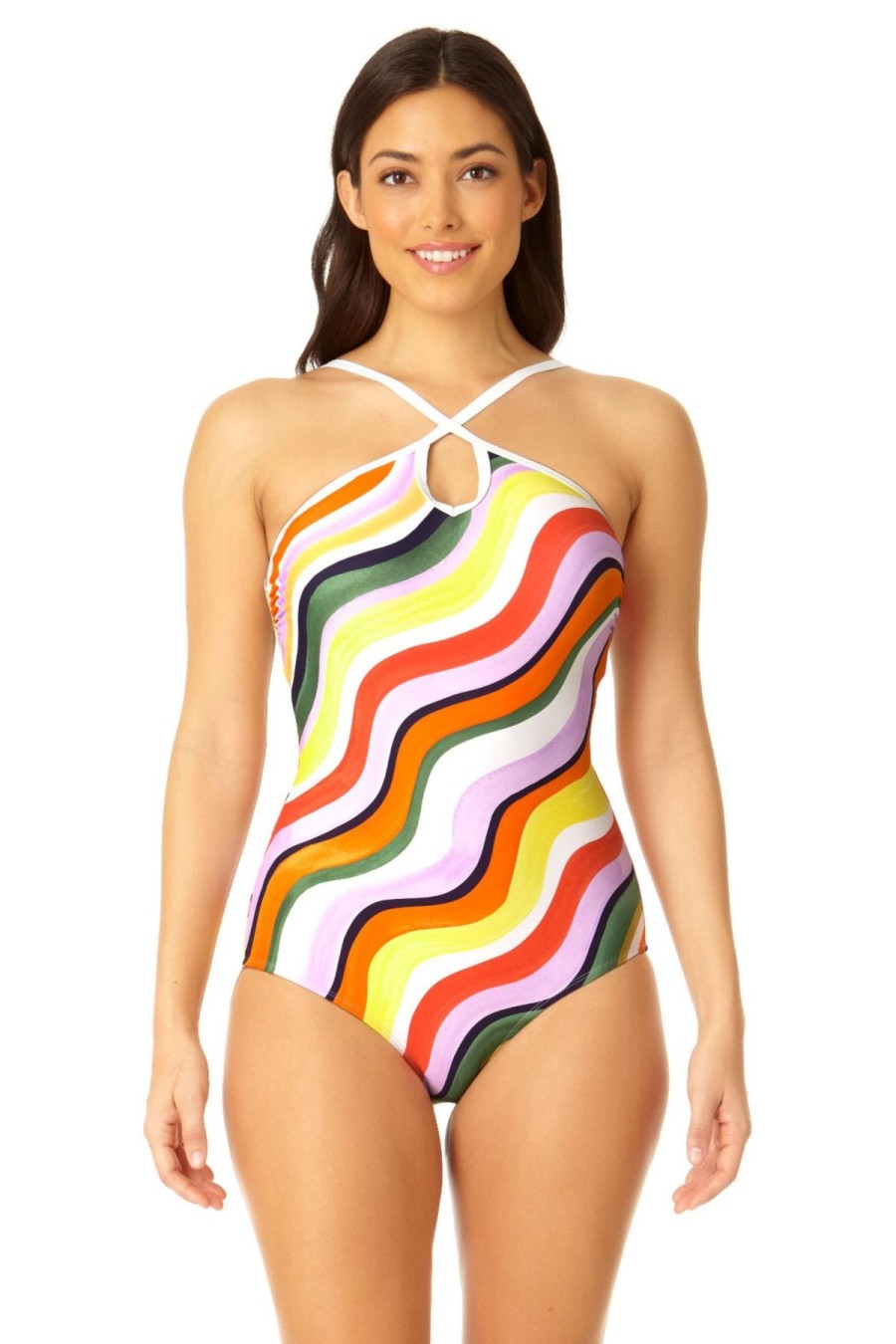 Women Anne Cole | Women'S Halter Keyhole One Piece Swimsuit