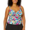 Women Anne Cole | Women'S Plus Size Amalfi Floral Twist Front Underwire Tankini Swim Top